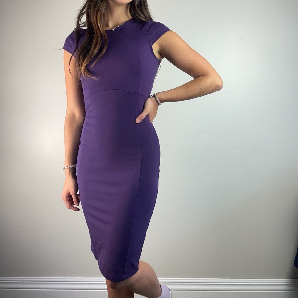 Felicity & Coco Purple Fitted Zip Up Dress